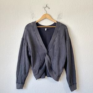 FREE PEOPLE MOVEMENT Go For Gold Sweatshirt Charcoal Reversible Pullover